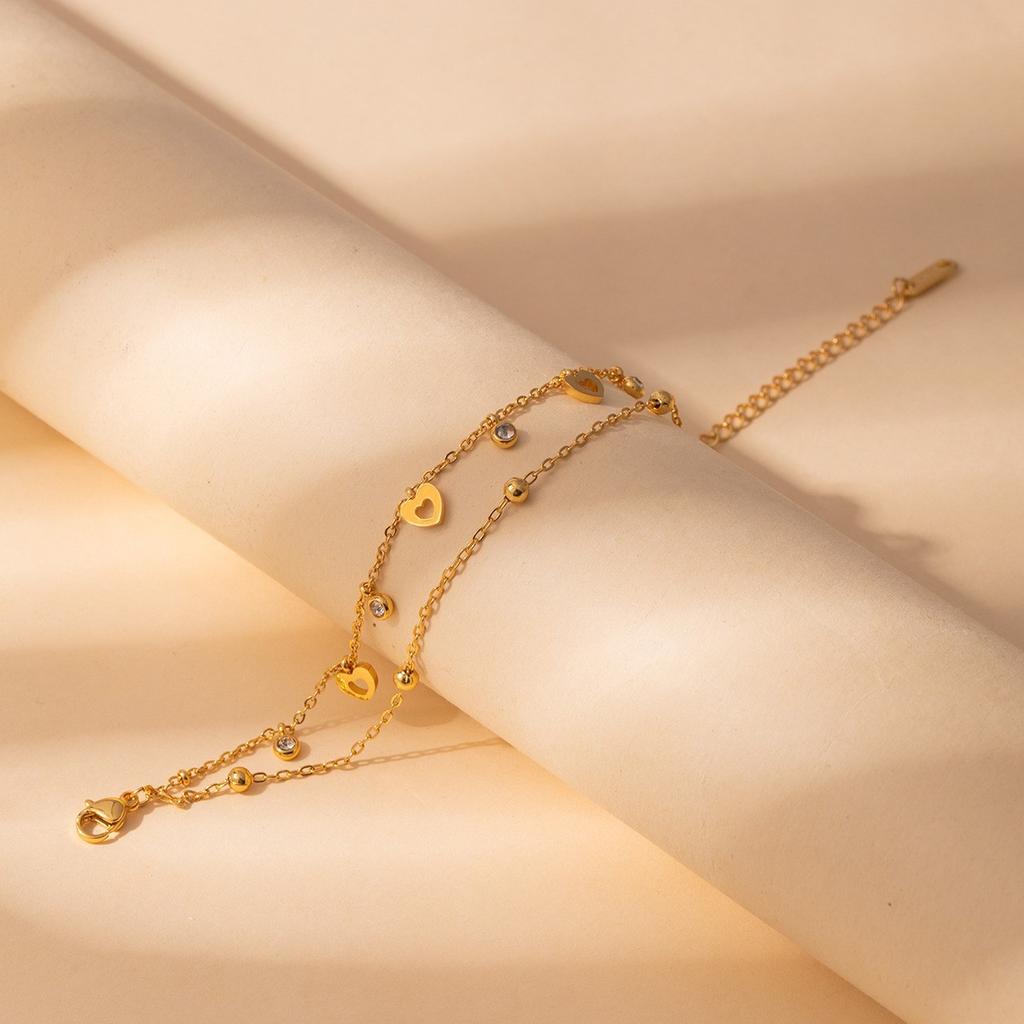 Light Luxury High-End Stainless Steel Diamond-Encrusted Bracelet, Moon Sun Love Geometry Does Not Fade Jewelry Women