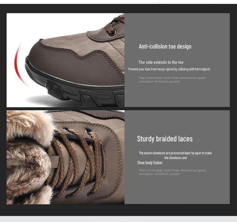 Мужские высокие нескользящие водонепроницаемые зимние ботинки для снега с бархатной подкладкой