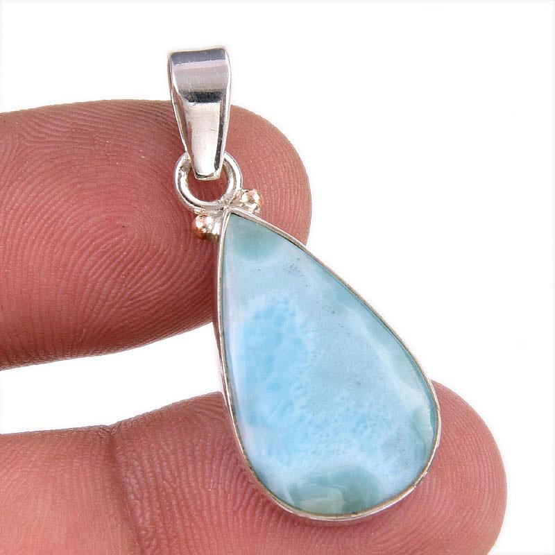 Подвеска из стерлингового серебра 925 пробы с драгоценным камнем Natural Republic Larimar 1,25'' m3J24