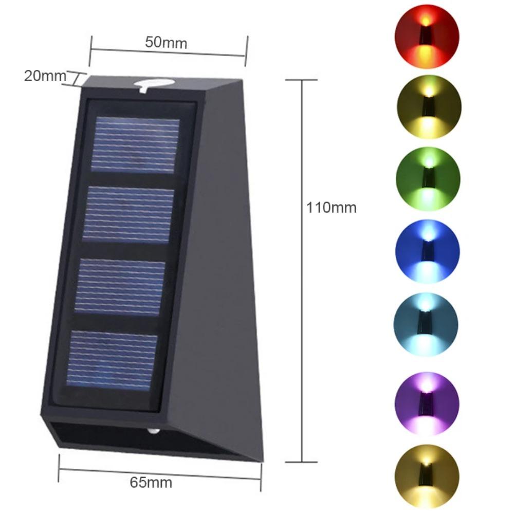 Декоративная Солнечная настенная лампа Светодиодные солнечные фонари RGB Смена цвета Водонепроницаемая настенная лампа Солнечное освещение для дорожки Забора Лестницы