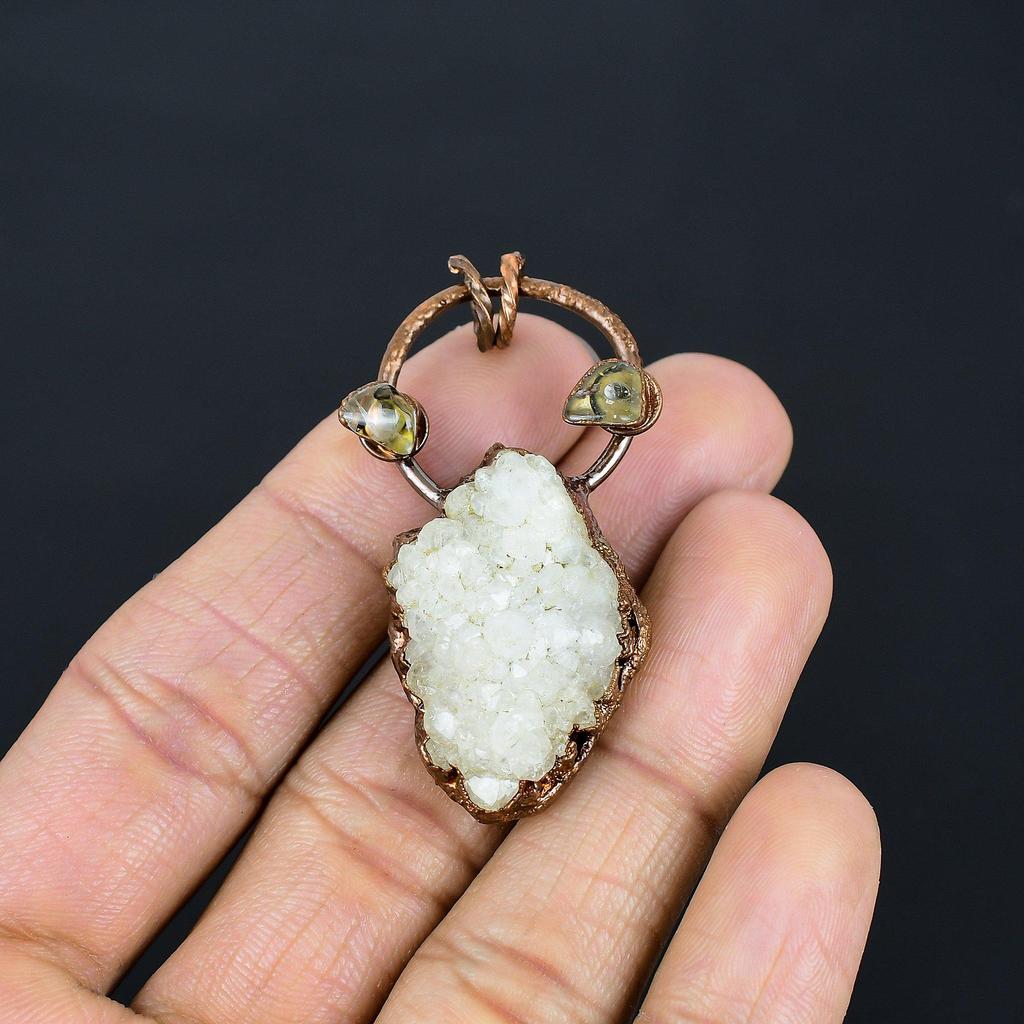 Прозрачные солнечные друзы, Медный гальванопластический кулон, Ювелирные изделия ручной работы из драгоценных камней, Подарки для жены, Совершенно новый кулон