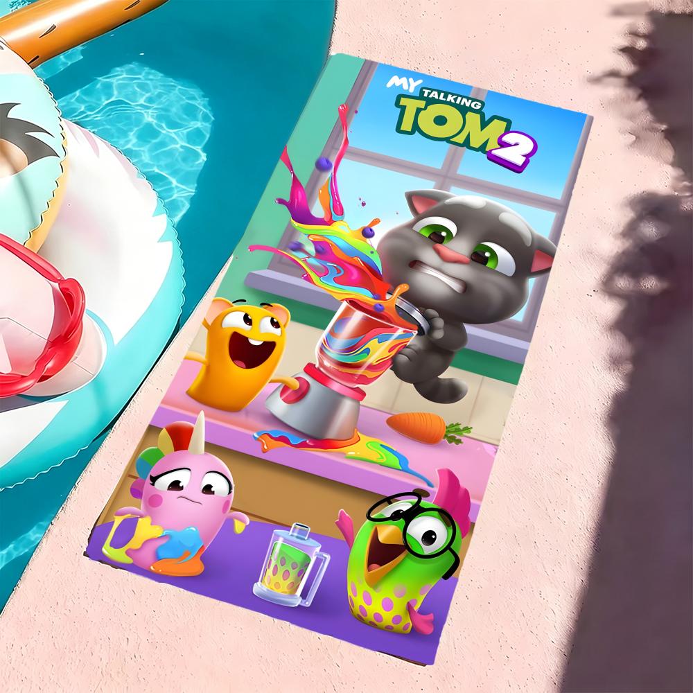 Полотенце Talking Tom & Friends, Микрофибра, Пляжное полотенце, Быстросохнущее, Без песка, Ультратонкое волокно, Супермягкое.