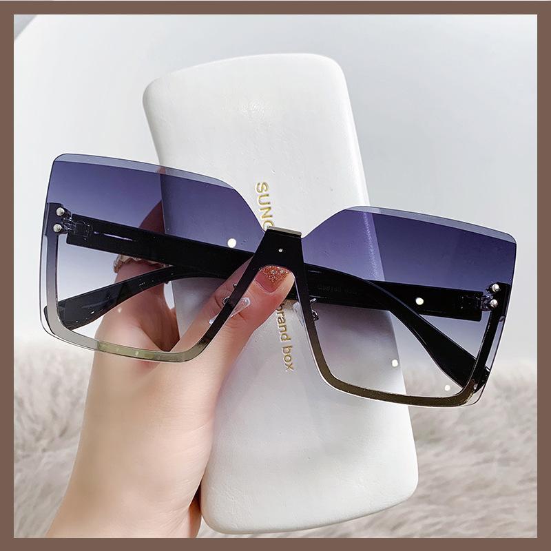 New European And American Style Half-Frame Metal Sunglasses Fashion Slim Women'S Sunglasses Anti-Uv Glasses