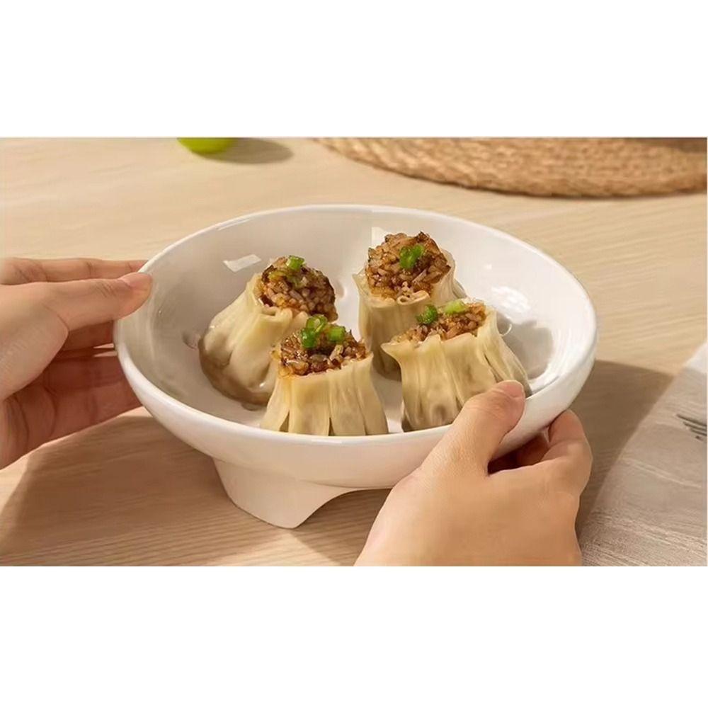 Round Shape Ceramic Steamer Hollow Porous Steaming Tray Creative Food Steaming Dish Seafood Drain