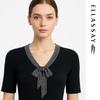 ELLASSAY Ribbon V-Neck Knit Top