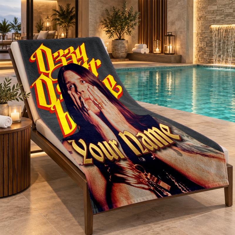 Custom Name Ozzy Osbourne Beach Towel Personalized Text Soft Towel Swimming Travel Bath Gift