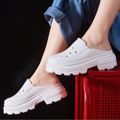 Pallene сабо с мягкой толстой подошвой, женские летние туфли на высоком каблуке, модная обувь с дырочками, уличные пляжные тапочки, садовая обувь