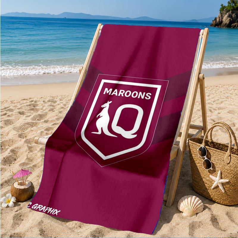Australia Maroons Rugby Team Emblem Beach Towel, Quick-drying, Easy to Care for, Suitable for Both Fitness and Beach Vacations,Sports Essential