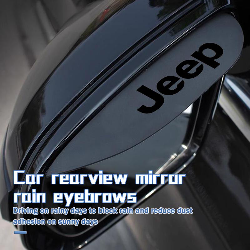 2pcs Car Rearview Mirror Rain Stickers Decorative Accessories For Jeep Grand Cherokee Wrangler JK Renegade Gladiator Compass AKX1