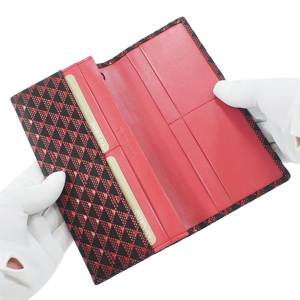 Длинный кошелек Inden с монетами из оленьей кожи Fuji, черный фон x красный лак [Indenya], кошелек, Takane, Mt. образец, 2808-21