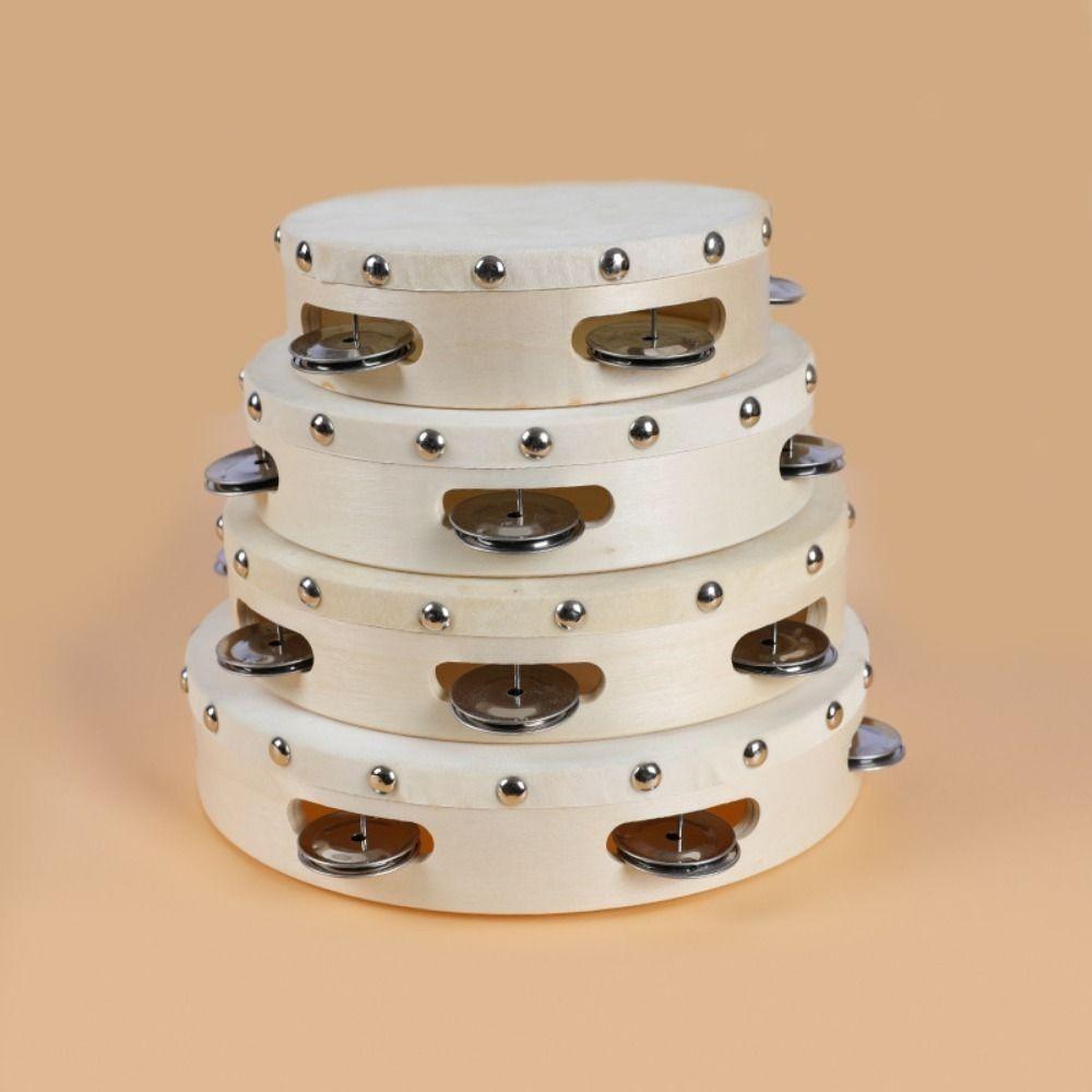 Sheepskin Drum Skin Tambourine 4/6/7/8/10inch Handheld Drum Hand Tambourine Dance Concerts