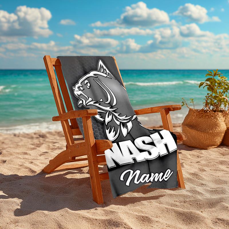 Personalized customized proof beach towel with Nash logo pattern - soft, absorbent,quick-drying,perfect swimming,camping&bathing