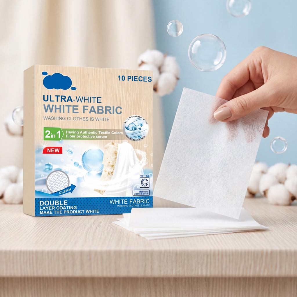 Ultra-White Fabric Washing Sheets 10 Pieces Double Layer Coating Textile Fiber Protective Laundry Additive for Clothes Whitening