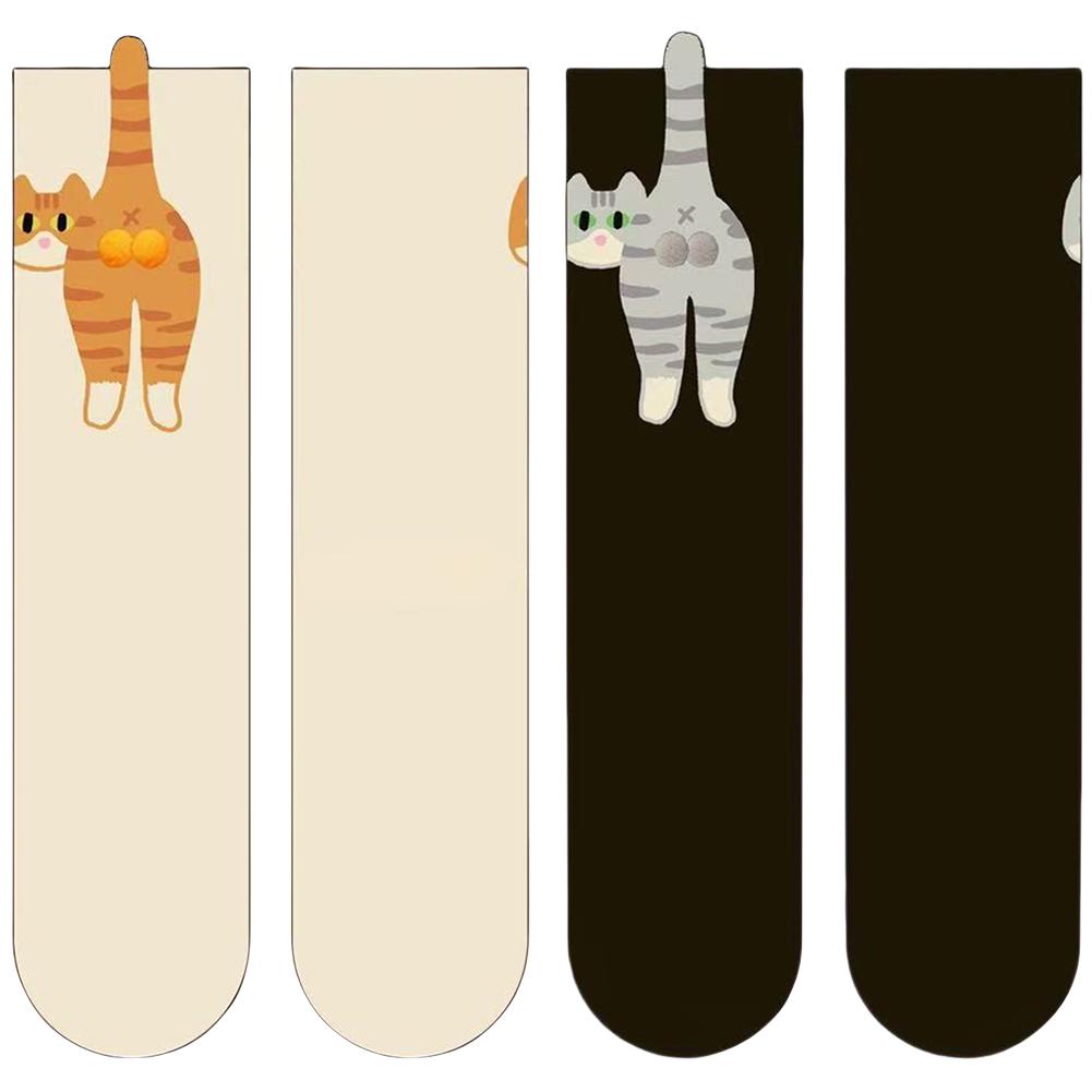 2Pcs Cute Cat Socks with Balls Funny Cotton Socks Breathable Soft Cotton Socks Novelty Gifts for Cat Lovers