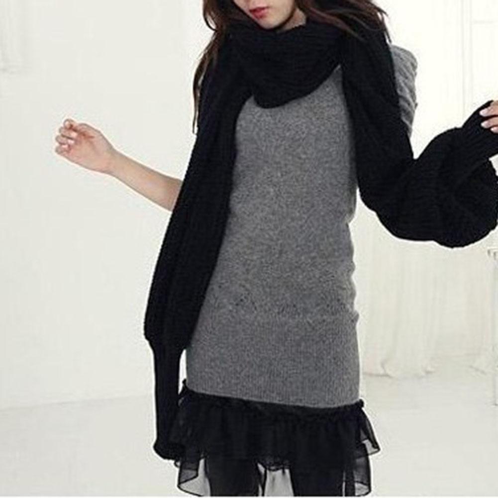 Autumn Winter Knitted Wool Scarf Korean Version Super Long Shawl With Sleeves Scarf For Men Women