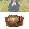 Vintage Western Belt Longhorn Bull Belt Buckle Belt Cowboy Belts For Men Western With Big Buckle Jeans Belt Leather Belt