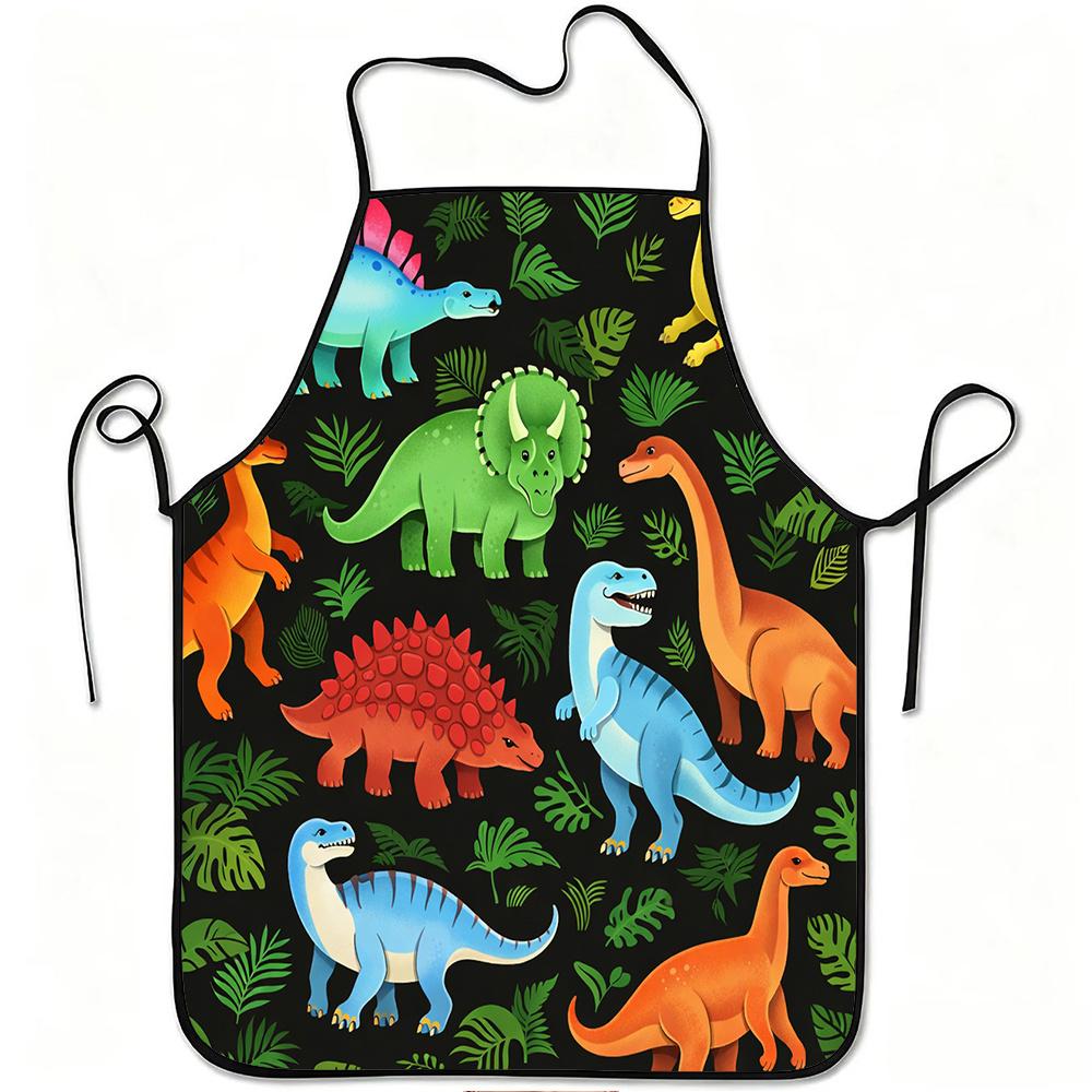 1pc Dinosaur Apron with Colorful & Forest Print, Adjustable Waistband Suitable for Cooking, Gardening, Orchard Picking, Christma