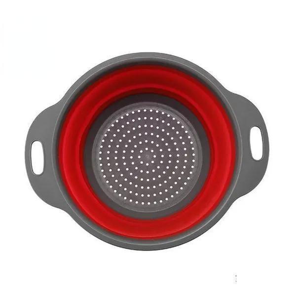 Складная силиконовая корзина для овощей с ручкой - складная сушилка для посуды и фильтр в нескольких цветах