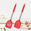 2Pcs Silicone Spatula Slotted Food Grade Heat Resistant Dishwasher Safe Frying Fish Eggs Non-stick Pot Cooking Turner Cookware Utensils Kitchen