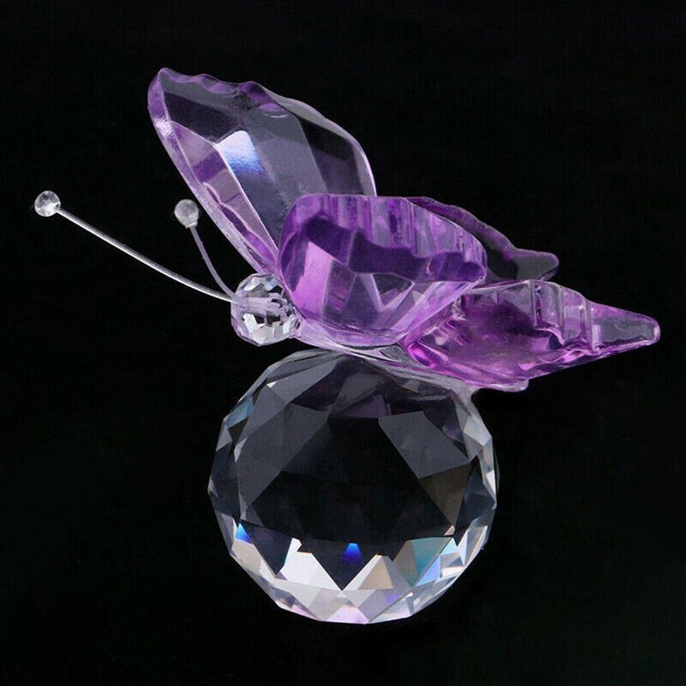 Paperweight Table Ornaments Glass Craft Crystal Butterfly Figurine Crystal Ball Glass Miniature