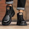 Осень и зима новая микрофибра кожа британский стиль мужские короткие ботинки модные и повседневные увеличивающие рост шнуровка холодные липкие ботинки Мартина мужские бо