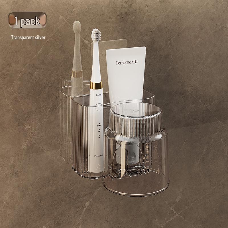 Настенный набор для ванной без сверления: Подставка для зубных щеток и стакан для полоскания рта