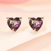 Мистический серебряный цвет Радужный топаз Серьги-гвоздики в форме сердца Свадебные украшения для женщин