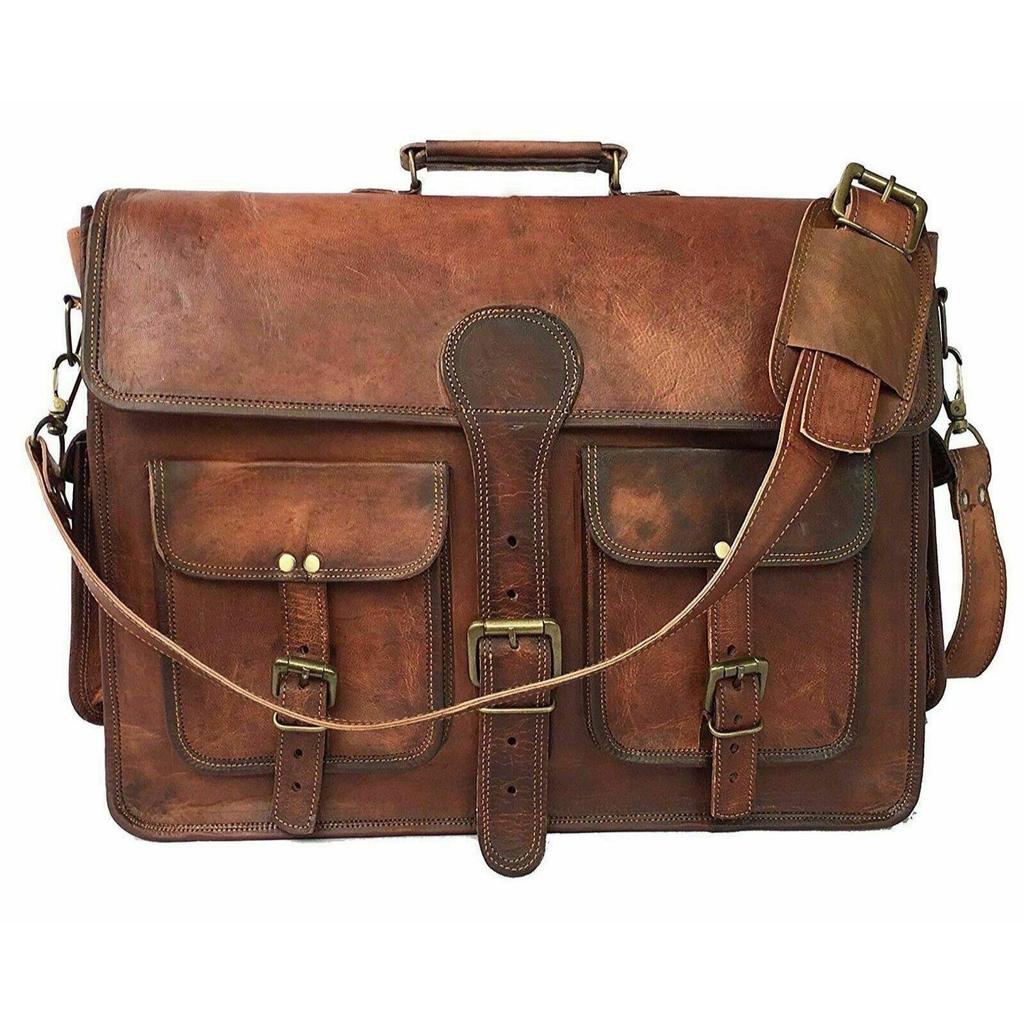 {Pack of 5}  Vintage Genuine Leather Satchel Shoulder Bag Messenger Laptop Briefcase for Men