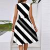 Женское летнее модное свободное платье с V-образным вырезом, без рукавов, на шнуровке, в полоску