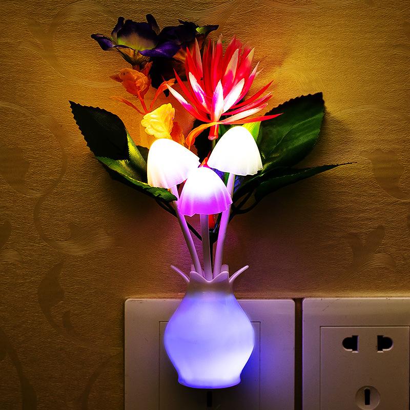 Wall Lamp Home Mushroom Night Lights Induction Luminous Mushroom Lamp US Plug 7 Color Night Light Led Night Lights  Accessories