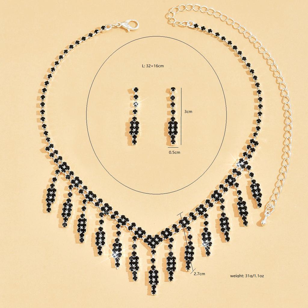 Свадебный черный роскошный вечерний наряд ожерелье серьги комплект свадебный дамский индивидуальный комплект цепь