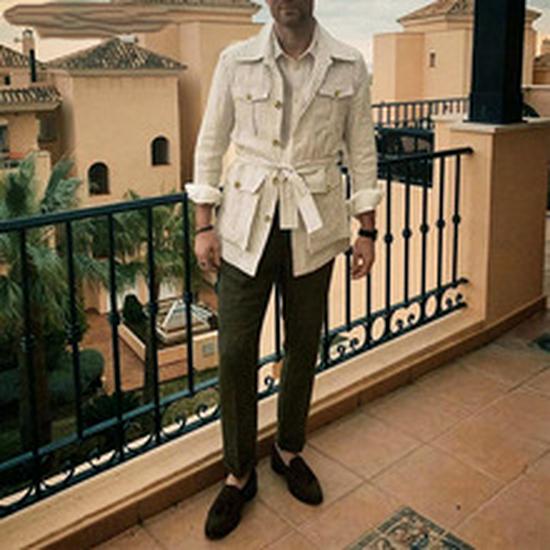 Мужской этнический полосатый халат с воротником-стойкой и длинными рукавами - Юго-Восточная Азия и Ближний Восток