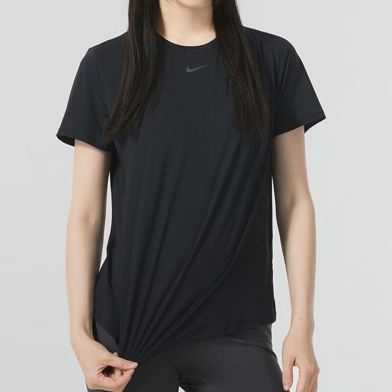 Nike Футболка с коротким рукавом из дышащего материала с логотипом для бега, фитнеса, тренировок, быстросохнущая, женская, черная FN2799-010