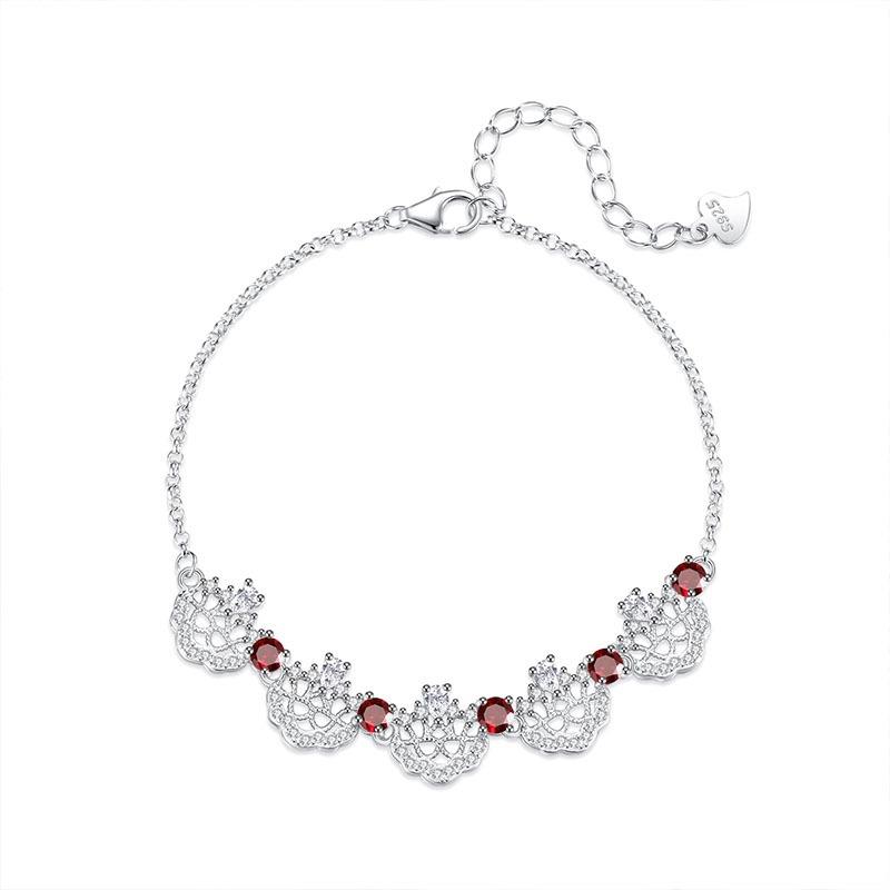 S925 sterling silver crown bracelet women's natural olivine crystal stone micro-inlaid zircon sweet colored treasure jewelry women's jewelry gift