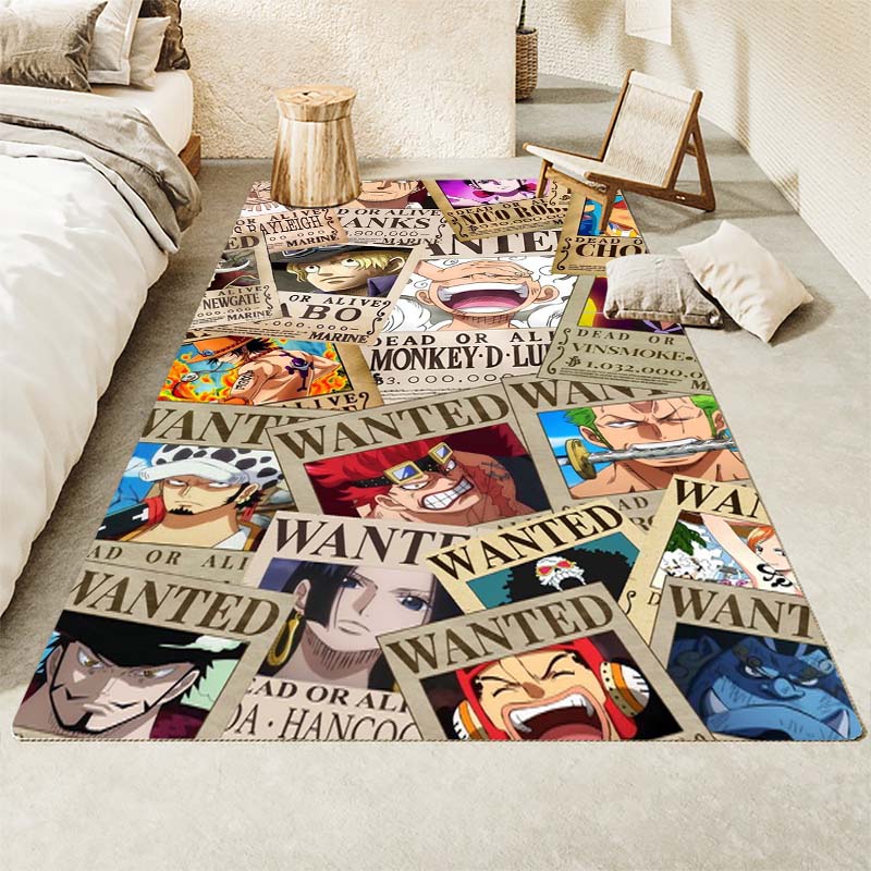 One Piece Luffy & Crew Pattern Printed Rug, Anime Style Home Decor, Anti-slip & Stain-resistant Carpet for Bedroom & Living Room