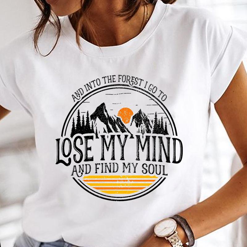 Одежда для отдыха на природе с коротким рукавом, повседневная футболка, летняя женская футболка, женская модная футболка с графическим принтом