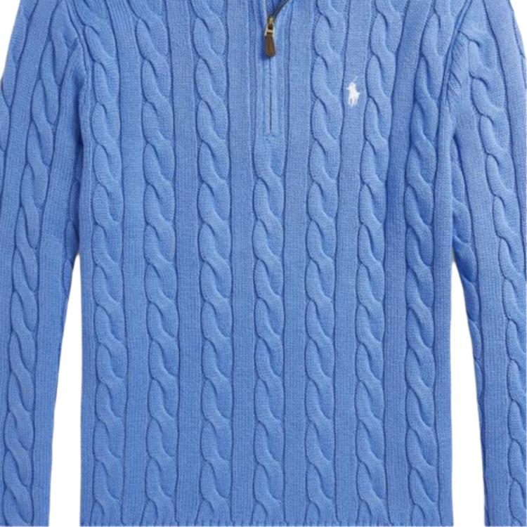 Polo Ralph Lauren Серия The Hamptons Свитер-пуловер на молнии с вышивкой пони Мужской свитер Синий MNPOSWE16822446-400