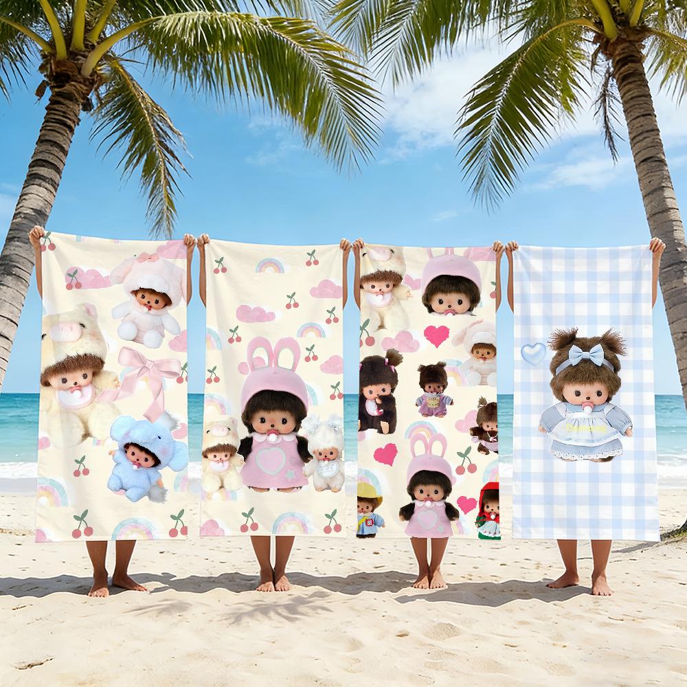 Cute Kawaii M-Monchhichi-S Towel For Swim Yoga Gym Quick Drying Soft and skin-friendly Beach Towels All-Season