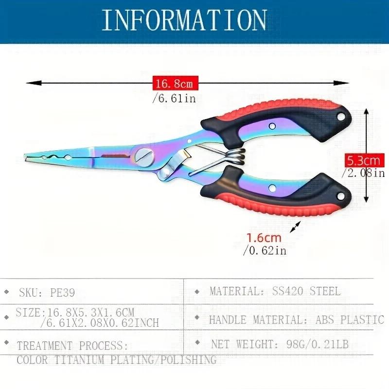 Portable Fishing Pliers Titanium Coated Stainless Steel Fish Gripper Hook Remover Cutter Multifunctional Fishing Tool