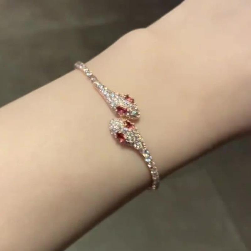 New Arrival! "Red Serpent" Ultra-Shiny Micro-Inlaid Cubic Zirconia Snake Bracelet - Stylish, Personalized, and Uniquely Designed Jewelry for Women