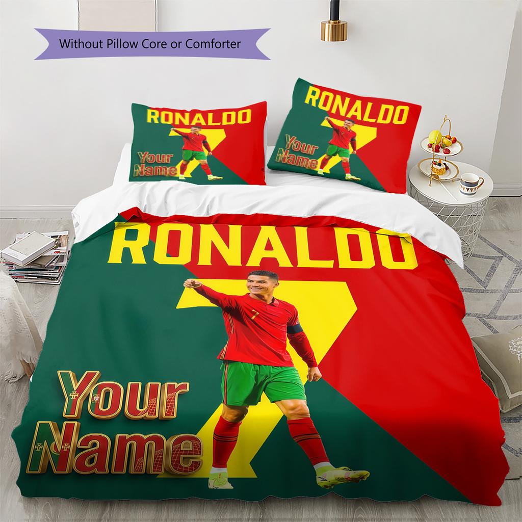 Custom Name Ronaldo's Celebration Moment Bedding,Quilt Set Quilt Cover Pillowcase Home Birthday Gift (1 * duvet cover + 2 * pillowcase, without core)