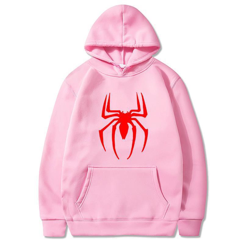 New Spider Print Hoodie Streetwear Vintage Clothing, Loose Hip Hop Funny Punk Sweater