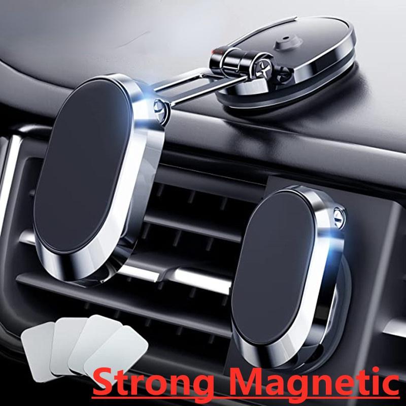360 Rotating Folding Magnetic Mount Car Phone Mount Navigation Car Mount Phone GPS Support IPhone 13 12 XR Xiaomi Mi Huawei Samsung