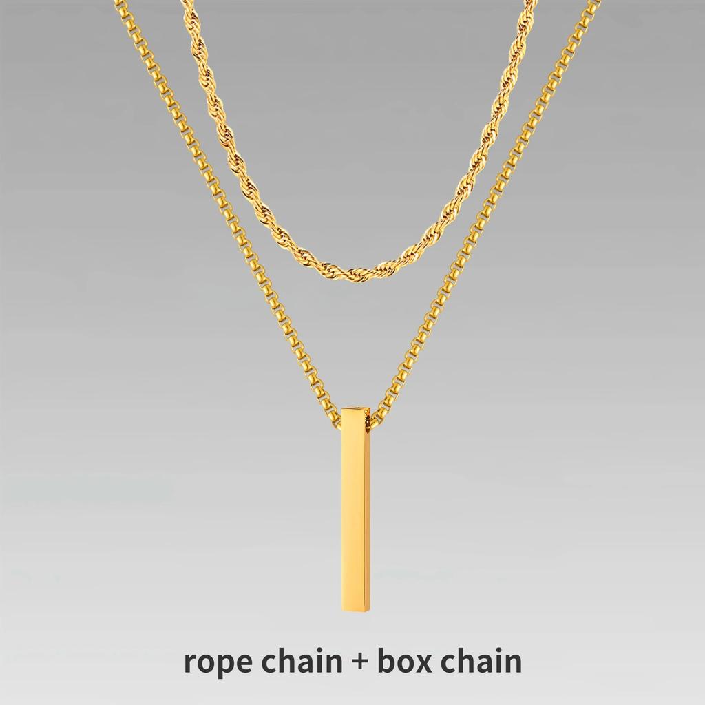 Мужские ожерелья с вертикальными полосками Vnox 3D, многослойная геометрическая подвеска из нержавеющей стали, кубинская цепочка из многослойной пшеничной веревки, ошейник для мальчика