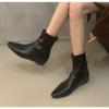 Новая Мода Женские Ретро Короткие Ботинки Женские Осенне-Зимние Ботильоны из Натуральной Кожи с Острым Носком На Плоской Подошве Туфли-Лодочки для Женщин Тонкие Туфли