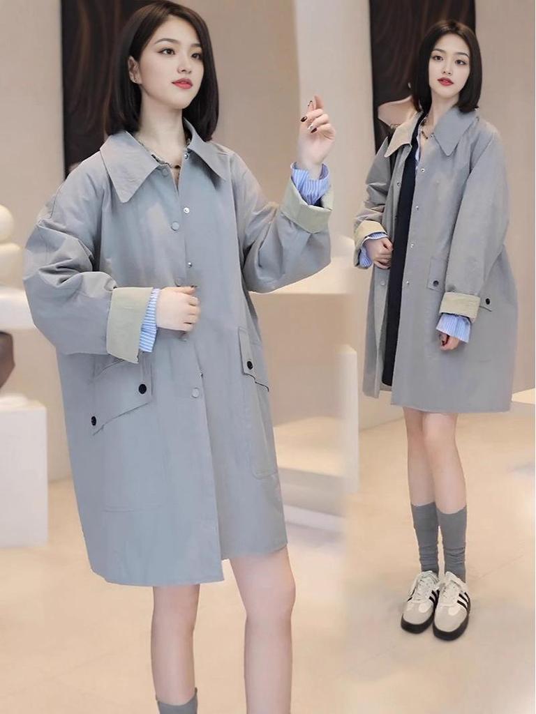 Женский тренч средней длины в корейском стиле на осень 2025 года - модная повседневная куртка для работы