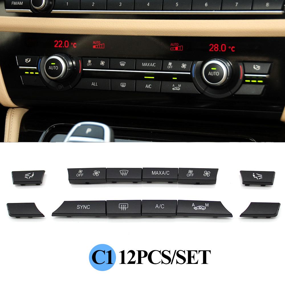 Car Air Conditioner Button Cover Key Audio Switch Caps Replacement For BMW 5 7 Series X5 X6 F10 F18 F01 F02 520 523 525 530 730