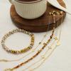 18K Gold Plated Stainless Steel Natural Stone Bracelet for Women Black Bead Chain Boho Stackable