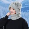 Fashion Plaid Plush Warm Scarf One-piece Hat Women's Winter Outdoor Cycling Windproof Neck Cover Plush Cap