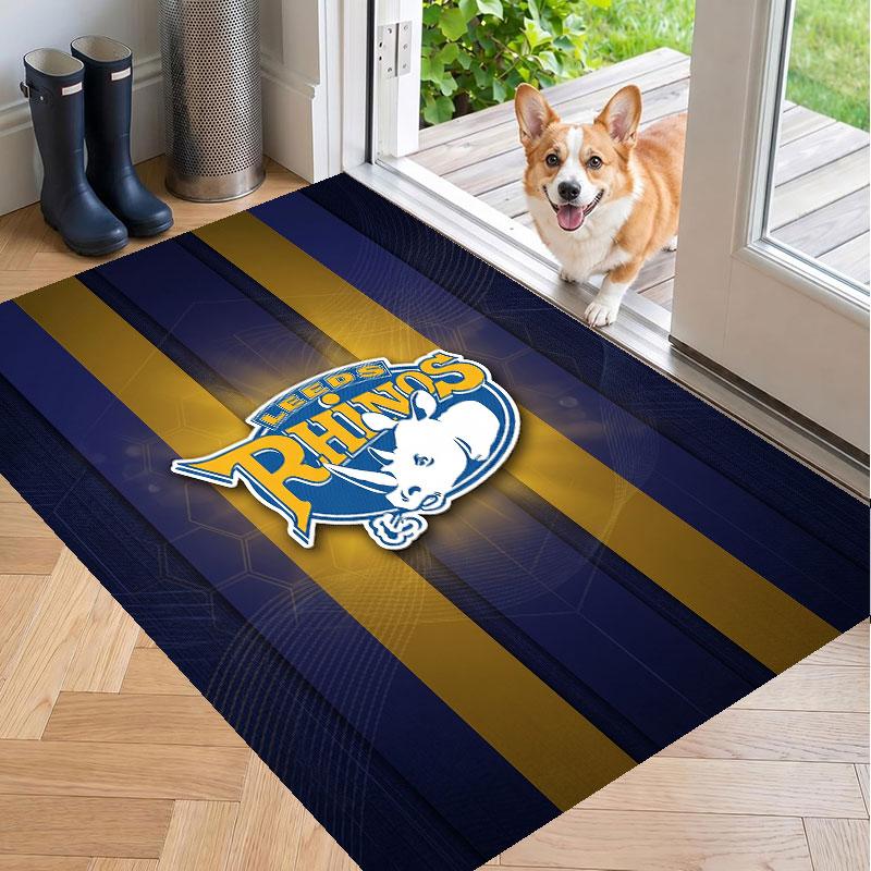 Soft Floor Carpet Leeds Rhinos Pattern Area Rug Decorative Mat For Home Room Decoration